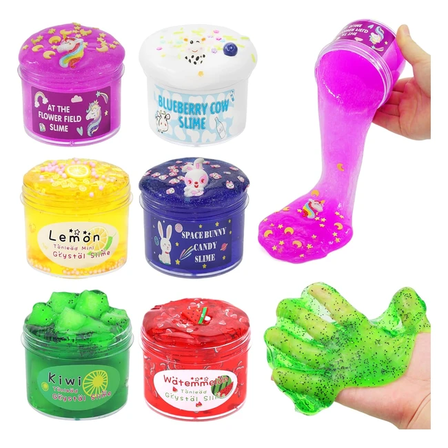 Slime Enfant Doux et Antiadhsif - 6 pcs Fluffy Antistress Jouet pour Filles et