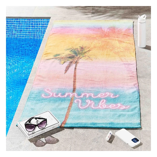 Sassy B Summer Vibes Cotton Beach Towel 76x160cm - White