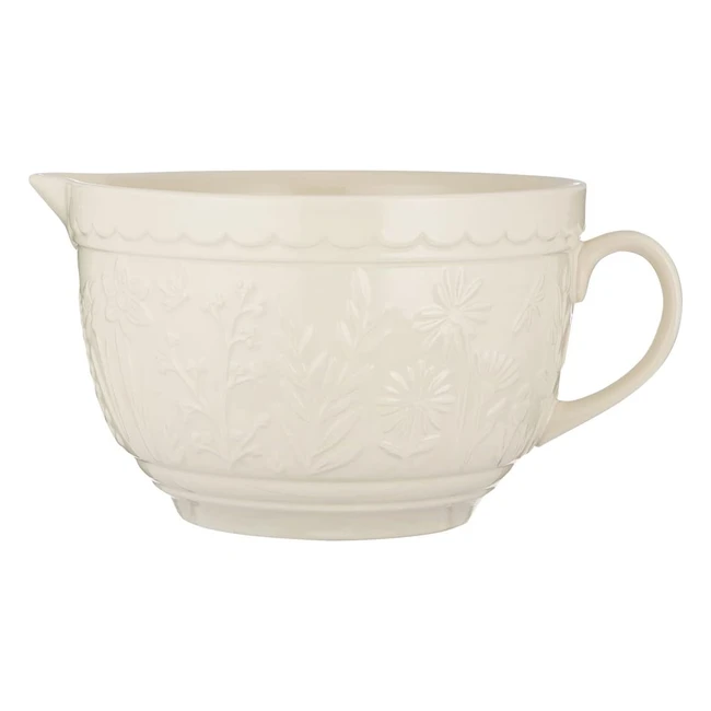 Mason Cash Meadow Batter Bowl - 19L - Cream - Durable Stoneware - Microwave Fre