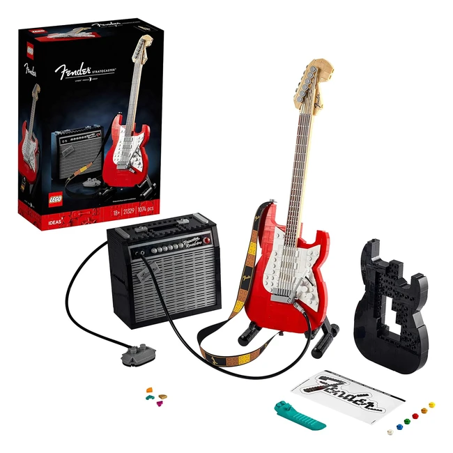 Lego 21329 Ideas Fender Stratocaster DIY Guitar Kit - Musikinstrument für Jugendliche und Erwachsene mit 65 Princeton Reverb Verstärkern, Zubehör und Stickern - Ideal zur Raumdekoration