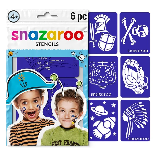 Snazaroo 6 stencil per ragazzi - Tatuaggi temporanei di ottima qualità
