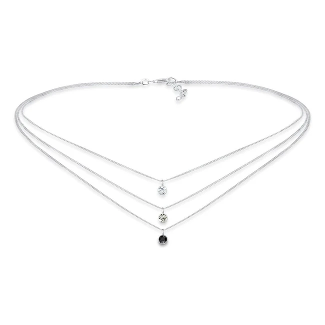 Collar de capas para mujeres 925 de plata con cristales - Envío gratis
