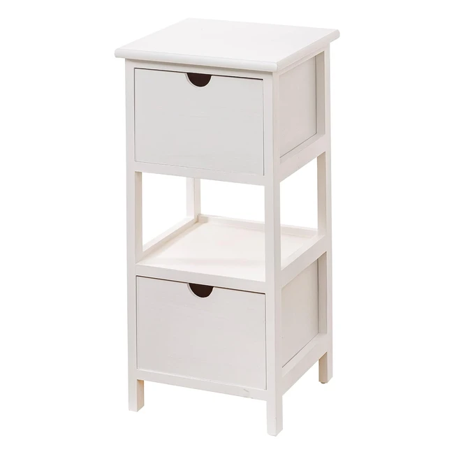 Comodino Mobiletto Baroni Home Bianco 2 Cassetti 1 Ripiano 30x30x61 cm
