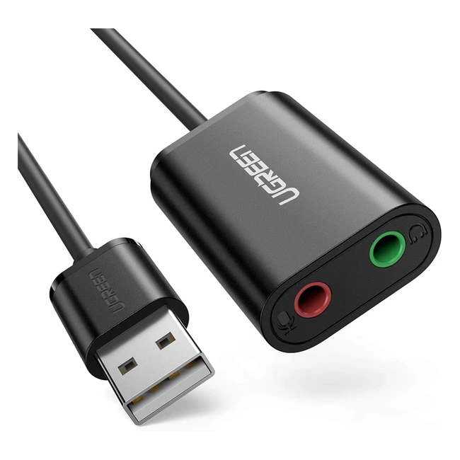 Carte Son Externe UGREEN USB Audio Jack 3.5mm - PS5 PS4 Raspberry Pi - Casque Gamer Enceinte Microphone - Plug & Play