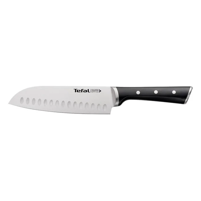 Tefal K2320614 Ice Force Stainless Steel Santoku Knife - Premium Design Long-La