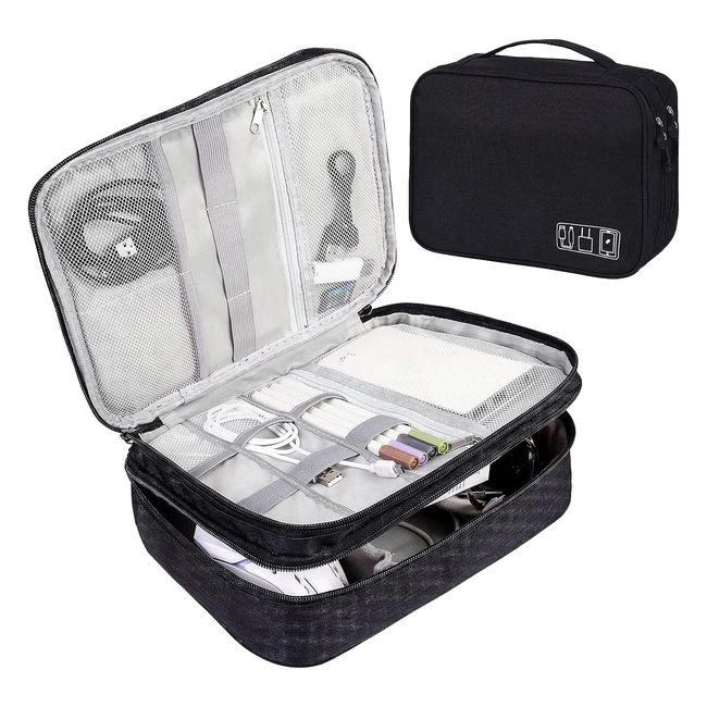 Organizador de Accesorios de Viaje AIQINU - Gran Capacidad - Bolsa Universal para Tableta, Disco Duro Externo, Cargador, Cable USB, Adaptadores, Tarjetas de Memoria
