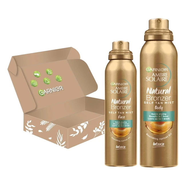 Garnier Self-Tan Face and Body Duo - Natural Streak-Free Tan with Apricot Oil - Ambre Solaire 2 Pieces