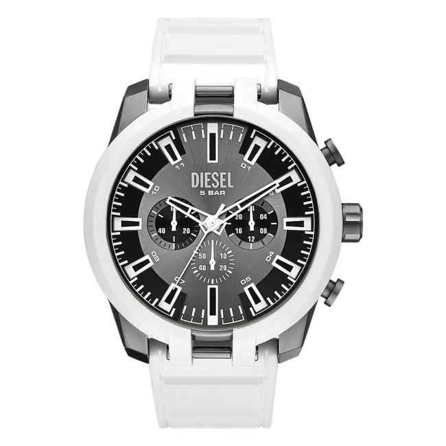 Diesel Herren Chronograph Split Uhr Edelstahl Anthrazit DZ4631 Grau Armband