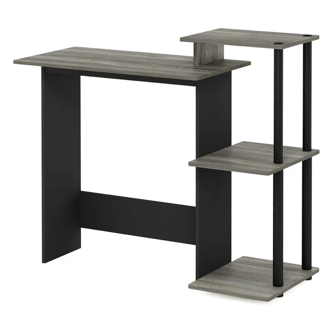 Bureau d'ordinateur portable Furinno Efficient, chêne gris/noir, taille unique
