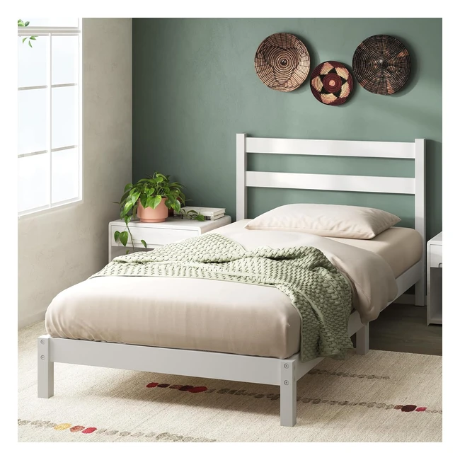 Zinus Robin 20 cm Bamboo Platform Bed Frame - Easy Assembly - White - Single