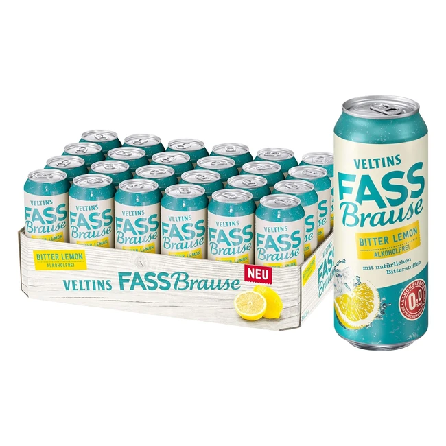 Veltins Fassbrause Bitter Lemon alkoholfrei, Einweg, 24 x 0,5L Dose