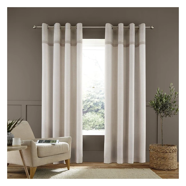 Catherine Lansfield Melville Woven Texture Cotton Curtains - 66x90 inch - Natural
