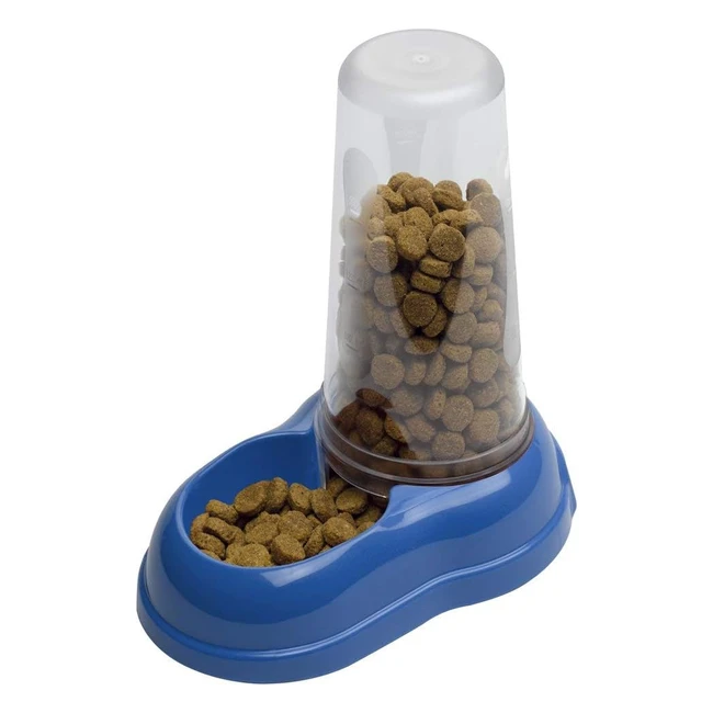 Ferplast Azimut 1500 Pet Dispenser - Food/Water for Dogs and Cats - 1.5L - Sturdy Plastic - Transparent Tank - Blue