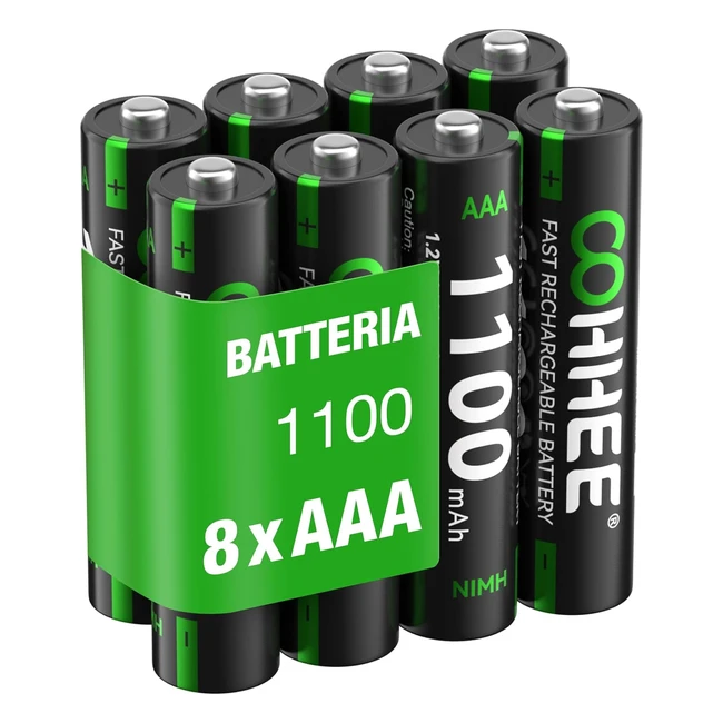 Batterie ricaricabili AAA Oohhee 8x 1100mAh - Alta capacit bassa autoscarica