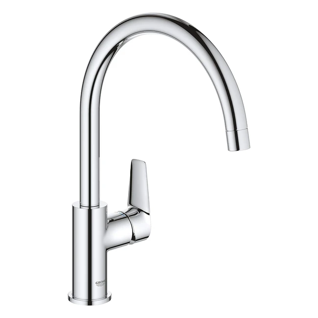 Grohe BauEdge Single Lever Kitchen Mixer Tap - High Spout 360 Swivel Easy In
