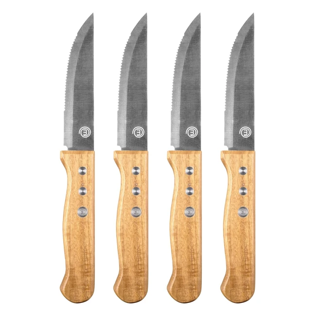 Masterchef Coltelli da Bistecca - Set 4 Pezzi, Acciaio Inossidabile, Manici in Legno