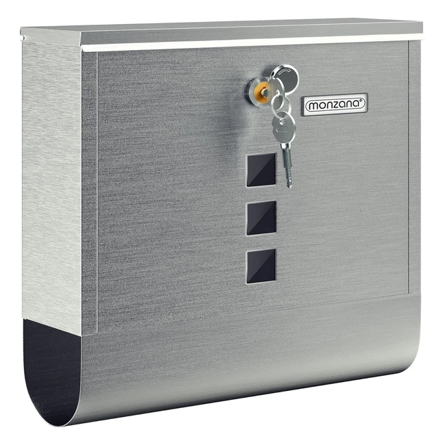 Monzana Design Briefkasten Stahl mit Zeitungsrolle Sichtfenster 2 Schlssel Nam