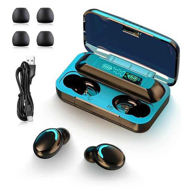 Auriculares Inalámbricos Yummici Bluetooth 5.0 HD Micrófono IP7 Impermeable Reducción de Ruido Carga Rápida Negro