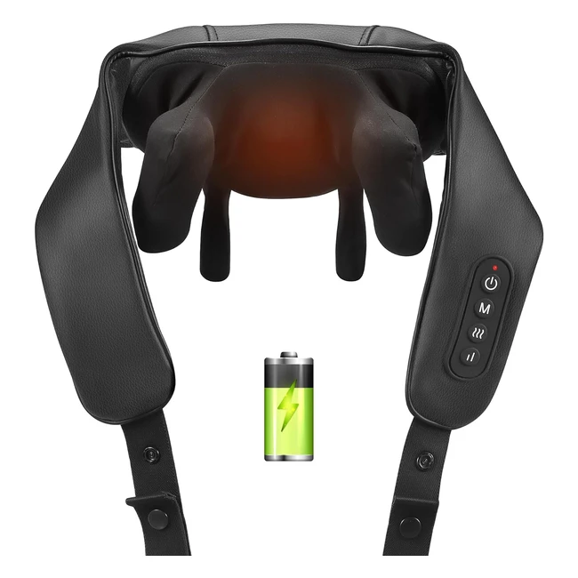Masajeador Cervical y Espalda Inalmbrico con Calor USB-C - Masaje 6D de Hombro