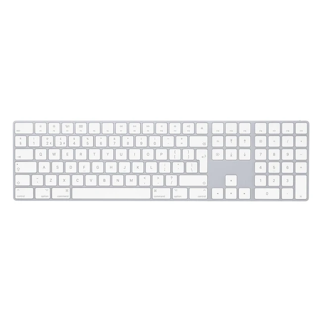 Clavier Apple Magic avec pavé numérique - Bluetooth rechargeable - Compatible avec Mac, iPad et iPhone - Argent