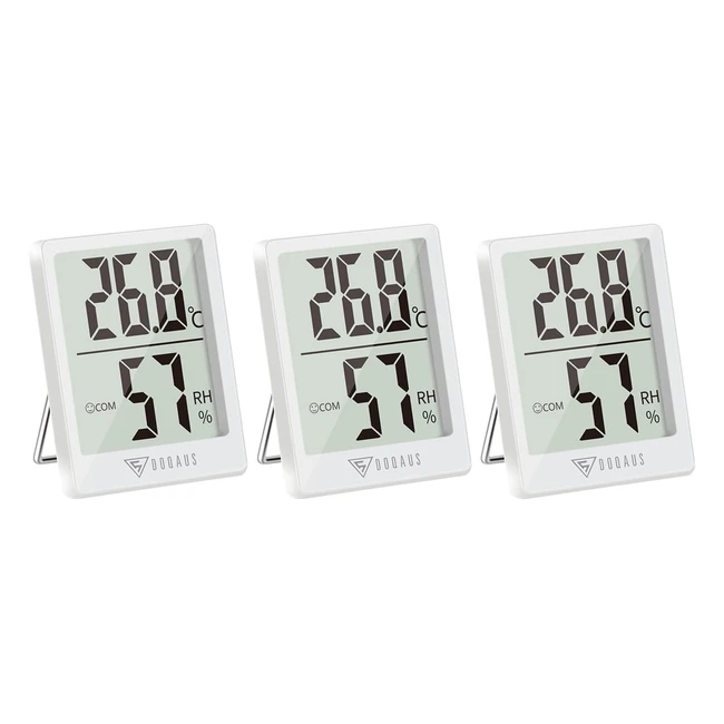 Thermomètre intérieur compact Doqaus - Haute précision - Détection d'humidité et de température - Blanc