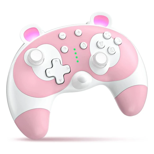 Controlador inalámbrico PowerLead Cute Raccoon para Switch Lite/PC con giroscopio de 6 ejes y vibración ajustable