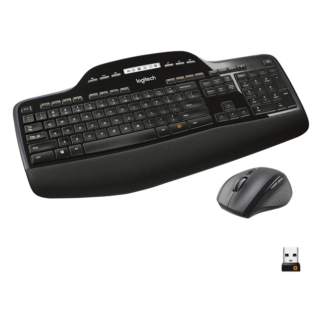 Logitech MK710 Kabelloses Tastatur-Maus-Set, 24 GHz Verbindung, Unifying USB-Empfänger, 3 Jahre Batterielaufzeit, LCD-Batterieanzeige, Handballenauflage, PC/Laptop, deutsches QWERTZ-Layout, schwarz