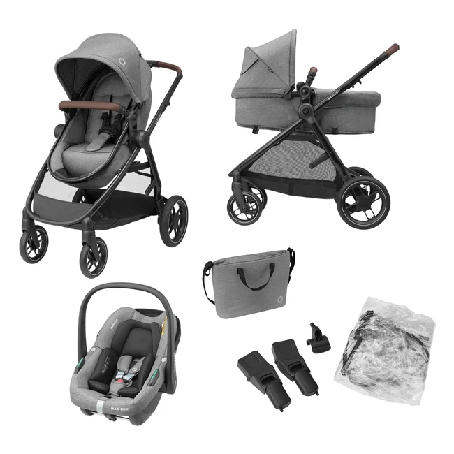 Maxi-Cosi Zelia S Trio 3in1 Prams Travel System - Foldable Compact Reclining -