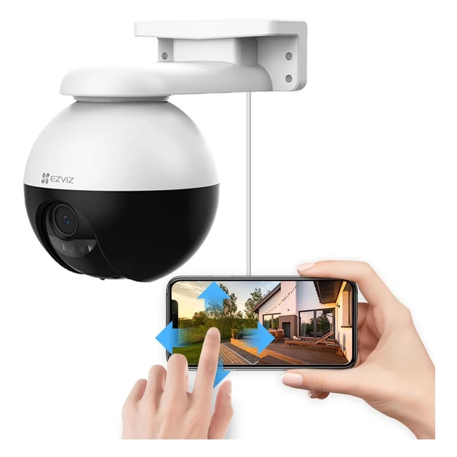 ezviz 2k Outdoor AutoTracking Camera CCTV | 360 View | AI Person & Vehicle Detection | Color Night Vision | 2-Way Talk | Alexa/Google | C8W Pro 2K