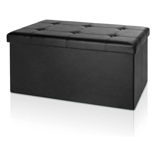 Casaria Sitzbank mit Stauraum 80x40x40cm Schwarz - Faltbar Gepolstert Kunstled