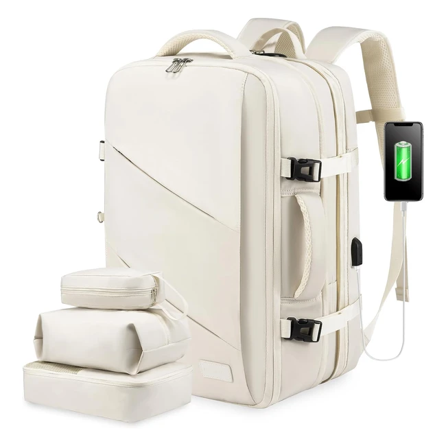 Mochila de viaje Lovevook 40L para Easyjet Ryanair - Equipaje de mano para hombre y mujer - Portátil 17 pulgadas - Beige