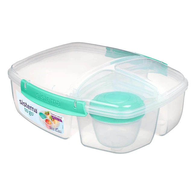 Sistema Triple Split Lunch Box with Yoghurt Pot - 2L BPA-Free Assorted Colors