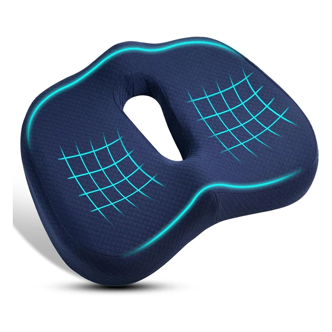 Cojín Coxis Espuma Viscoelástica Ortopédico - Alivio Dolor y Ciática - Azul