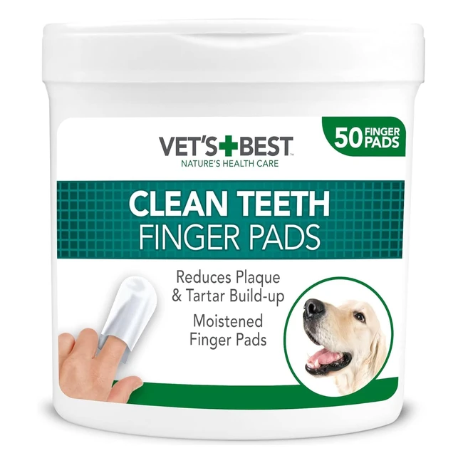Vets Best Dental Care Finger Wipes - Reduce Plaque Freshen Breath - 50 Disposa