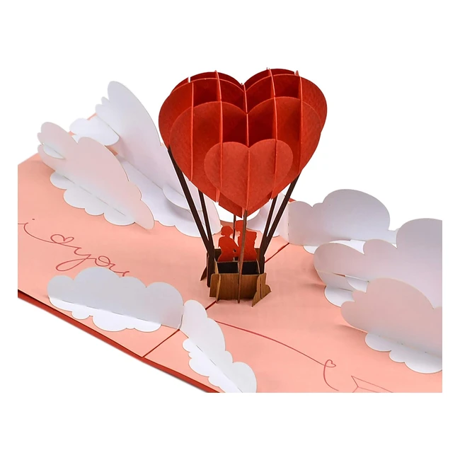 Cutpopup Pop Up Anniversary Card - Air Balloon Couple Kissing - Perfect Details 