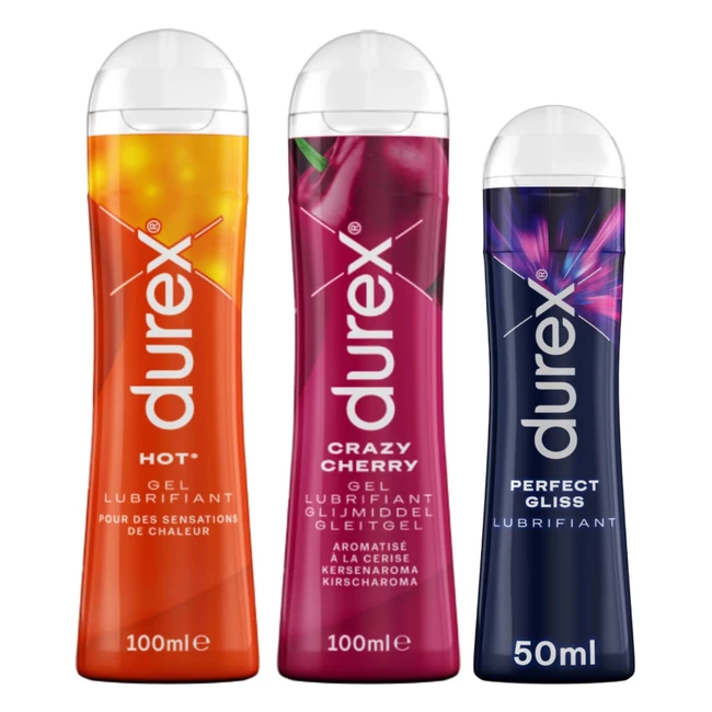 Durex Lot de 3 Gels Lubrifiants Sexuels - Cherry Gel Comestible 100ml Hot Chauf