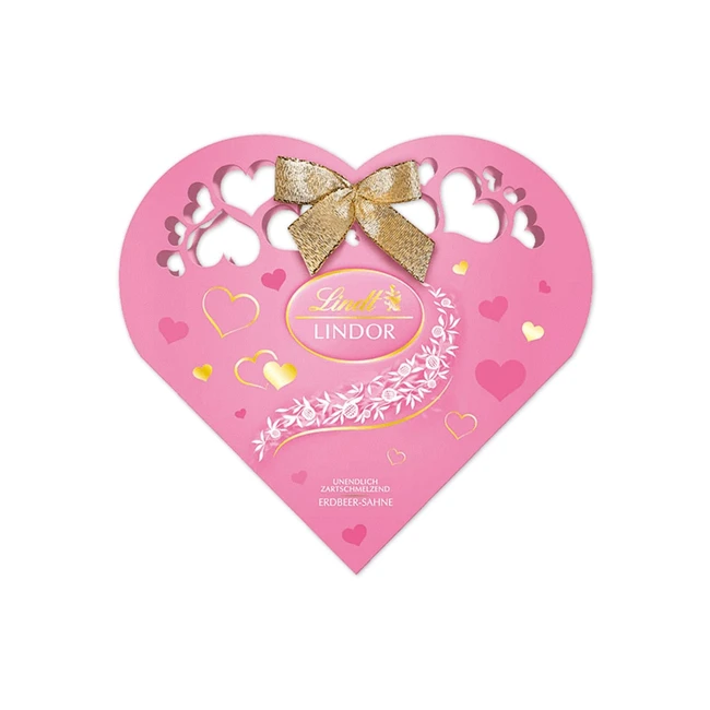 Lindt Lindor Herzpackung Geschenk - Zartschmelzende Erdbeersahne Schokoladenkugeln - 1er Pack (1 x 200 g)