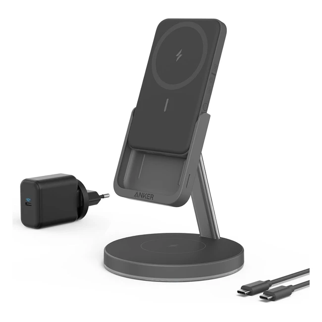 Anker 633 Magnetischer kabelloser Ladegerät Maggo 2in1 Ladestation Entfernbar Nur für iPhone 1414 Pro14 Pro Max1313 Pro Max12 und AirPods Pro 2 Interstellar