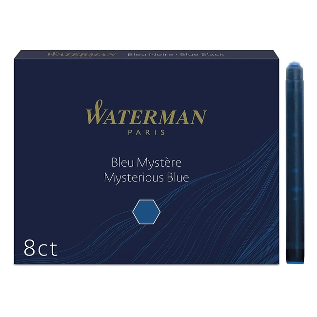 Waterman Fountain Pen Refill Ink Cartridges - Mysterious Blue - 8 Count
