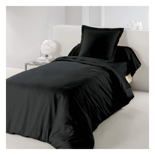 Housse de couette coton 57 fils charbon 140x200cm - Douceur d'intérieur 1640735