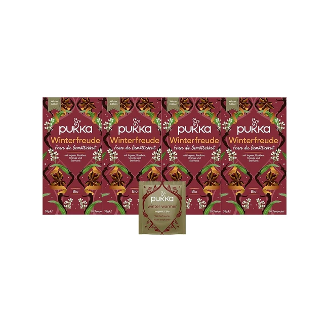 Pukka Bio-Tee Winterfreude Limited Edition - Ingwer, Zimt, Nelken, Orange - 4er Pack (80 Teebeutel)
