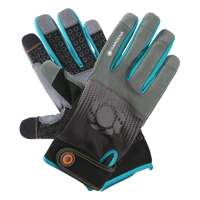 Guante Gardena Equipo Turquesa Negro Gris Naranja Talla L - Transpirable y Resistente