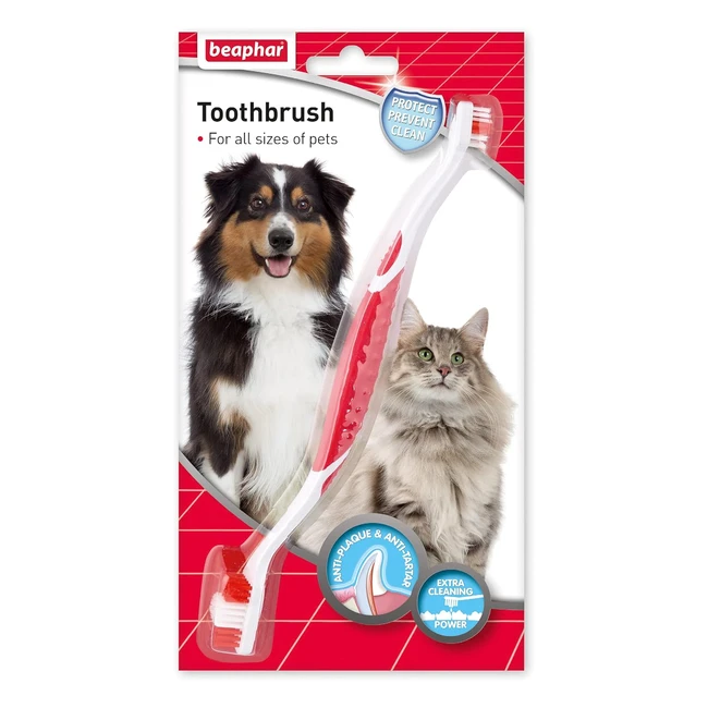 Beaphar Double-Ended Toothbrush  Dental Care for Dogs  Cats  Targets Hard-to-