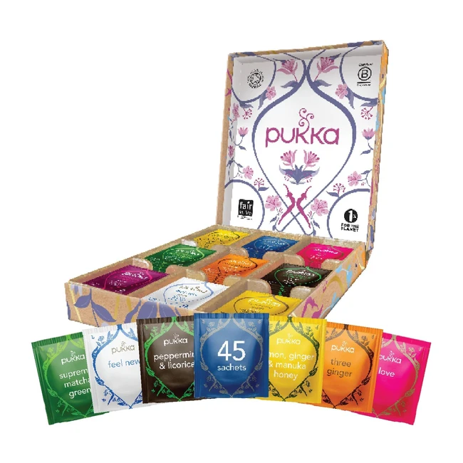 Pukka Lieblingstee Selection Box - Bio & Umweltfreundliches Geschenk - 9 Teevarianten - 45 Teebeutel