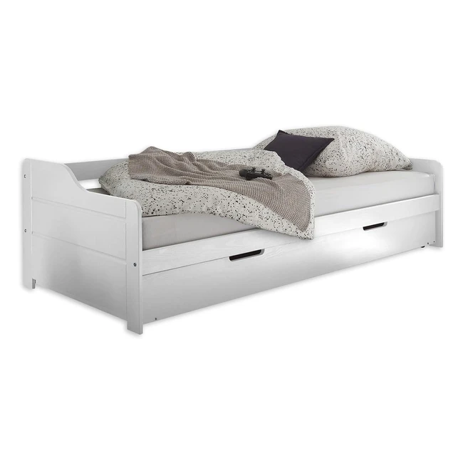 Tristan Modernes Tandem-Liegesofa 90 x 200 cm aus massiver Kiefer, weiß