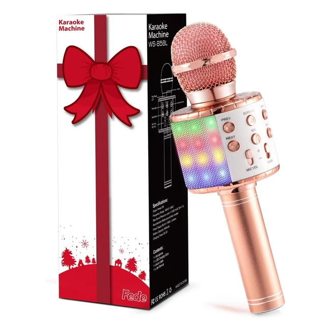 Microphone Karaok Sans Fil Bluetooth avec Lumire LED - Fede