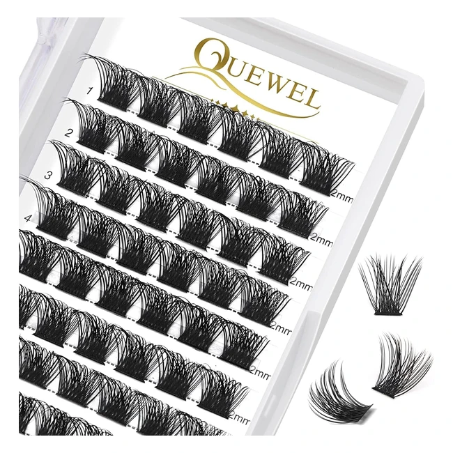 Cluster Lashes 72 pcs Quewel Individual Lashes Wide Stem CD Curl 816mm Length DIY Eyelash Extension False Lashes