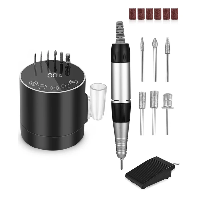 Fresa Unghie Professionale Lima Elettrica 35000rpm - Set Manicure con Pedale - Nero