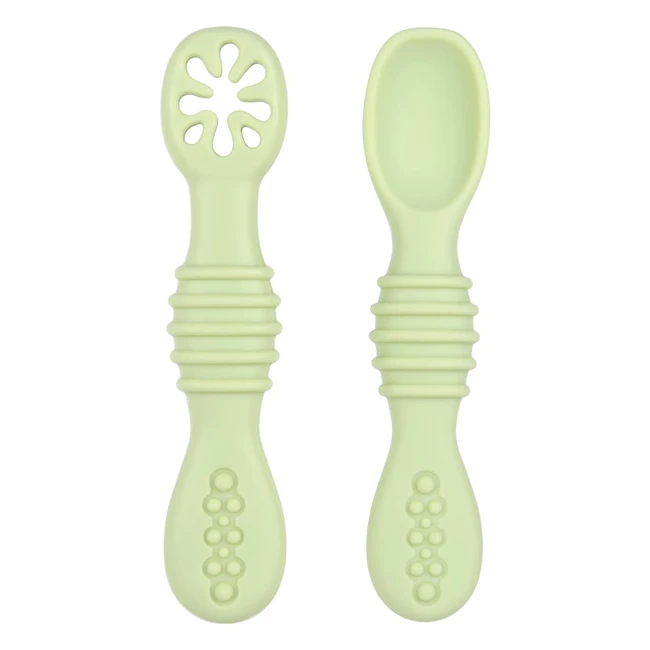 Cuillère en silicone pour bébé - Vicloon (Réf: 123456) - Ustensile d'apprentissage adapté à la dentition - Recommandé par les experts - Vert