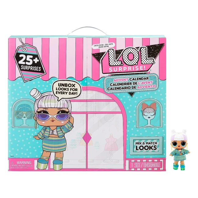 LOL Surprise Calendario dell'Avvento 2023 con Bambola in Edizione Limitata e 24 Sorprese - Makeover Babe 20 - Abbina Abiti, Scarpe e Accessori - Idea Regalo